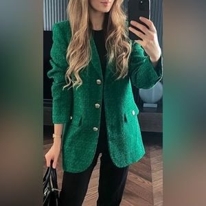 Green Zara Tweed Jacket